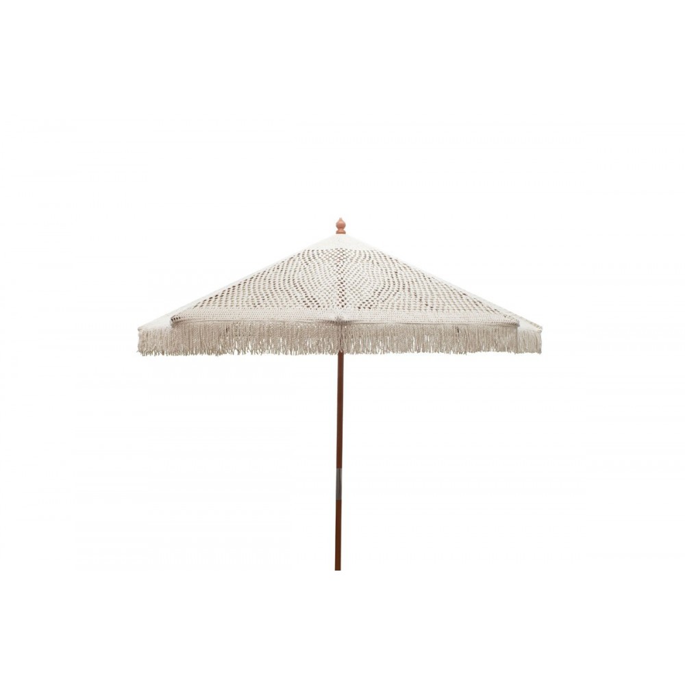 Ομπρέλα κήπου "BRILIE" από ξύλο/μακραμέ σε εκρού χρώμα Φ2.70x2.60