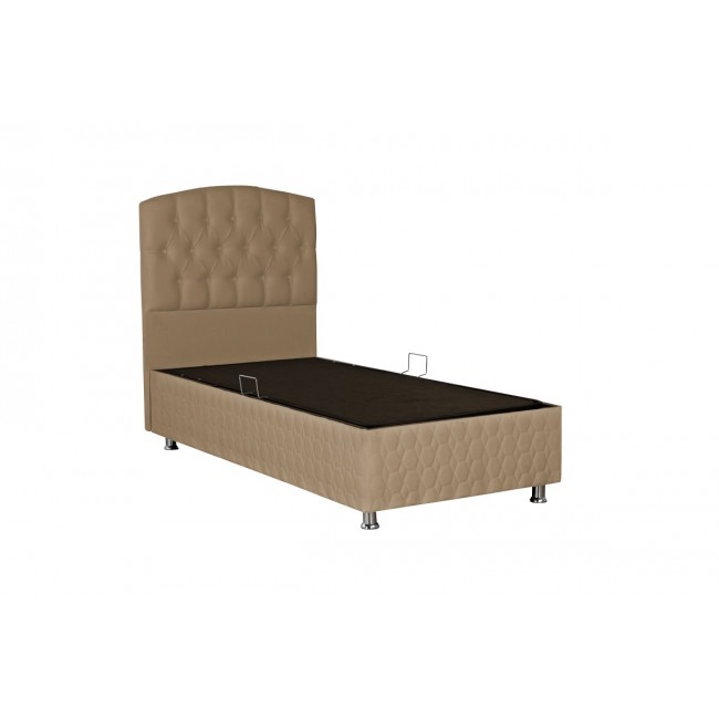 Κρεβάτι "LANSE" μονό με αποθηκευτικό χώρο σε φυσικό χρώμα 120x200