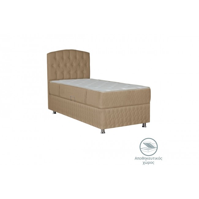 Κρεβάτι "LANSE" μονό με αποθηκευτικό χώρο σε φυσικό χρώμα 120x200