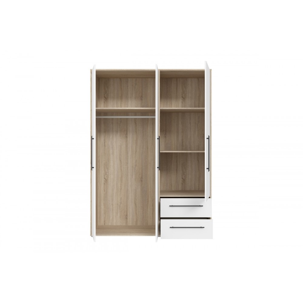 Ντουλάπα "RAZOL" τρίφυλλη σε λευκό/σονόμα χρώμα 144.5x59x200