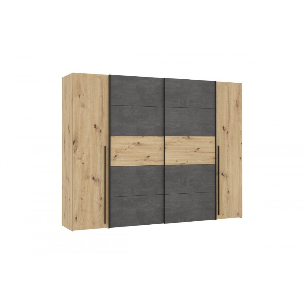 Ντουλάπα "VERZO" τετράφυλλη σε oak/ανθρακί χρώμα 270.5x61x210.5