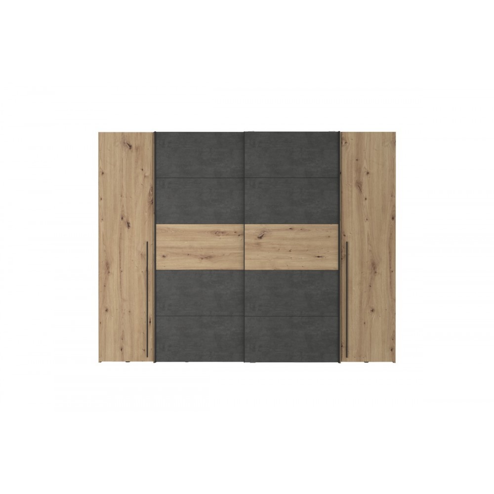 Ντουλάπα "VERZO" τετράφυλλη σε oak/ανθρακί χρώμα 270.5x61x210.5