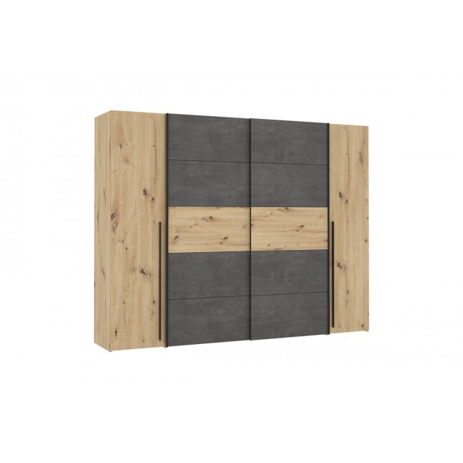 Ντουλάπα "VERZO" τετράφυλλη σε oak/ανθρακί χρώμα 270.5x61x210.5