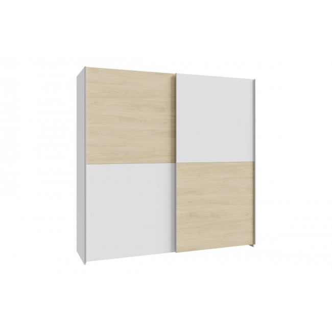 Ντουλάπα "JOLITE" δίφυλλη με ράφια σε λευκό/oak χρώμα 190x61x190.5