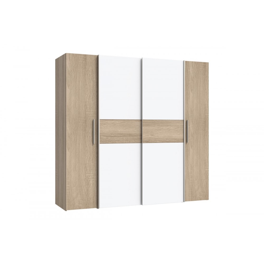 Ντουλάπα "CLOSET" τετράφυλλη σε σονόμα/λευκό χρώμα 200x61.5x190.5