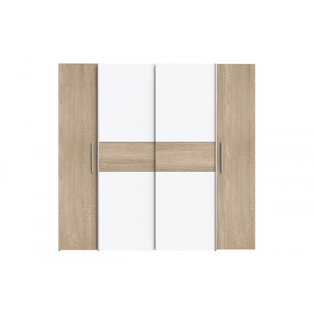Ντουλάπα "CLOSET" τετράφυλλη σε σονόμα/λευκό χρώμα 200x61.5x190.5