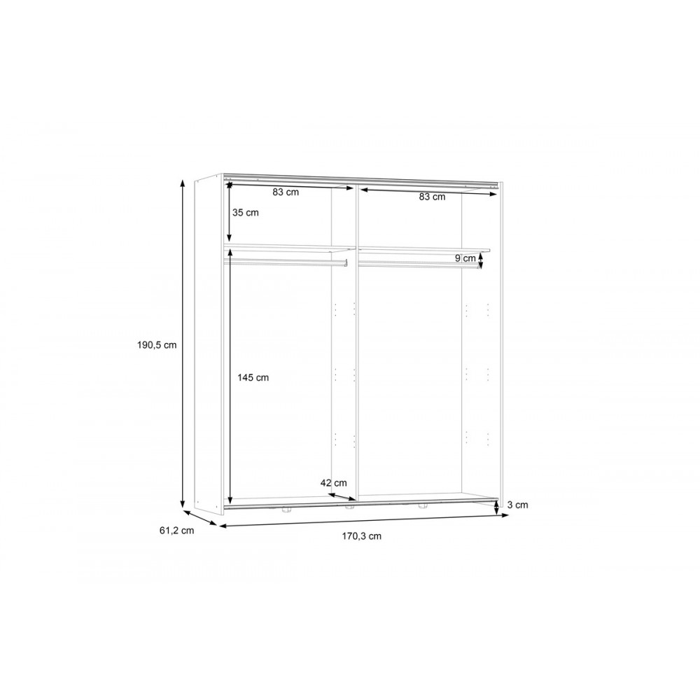 Ντουλάπα "NOEZ" δίφυλλη σε σονόμα χρώμα 170.5x61x190.5