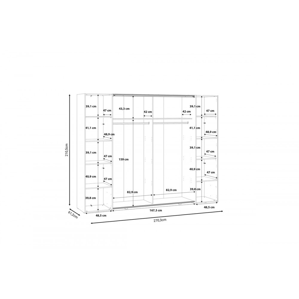 Ντουλάπα "VERZO" τετράφυλλη σε λευκό χρώμα 270.5x61x210.5
