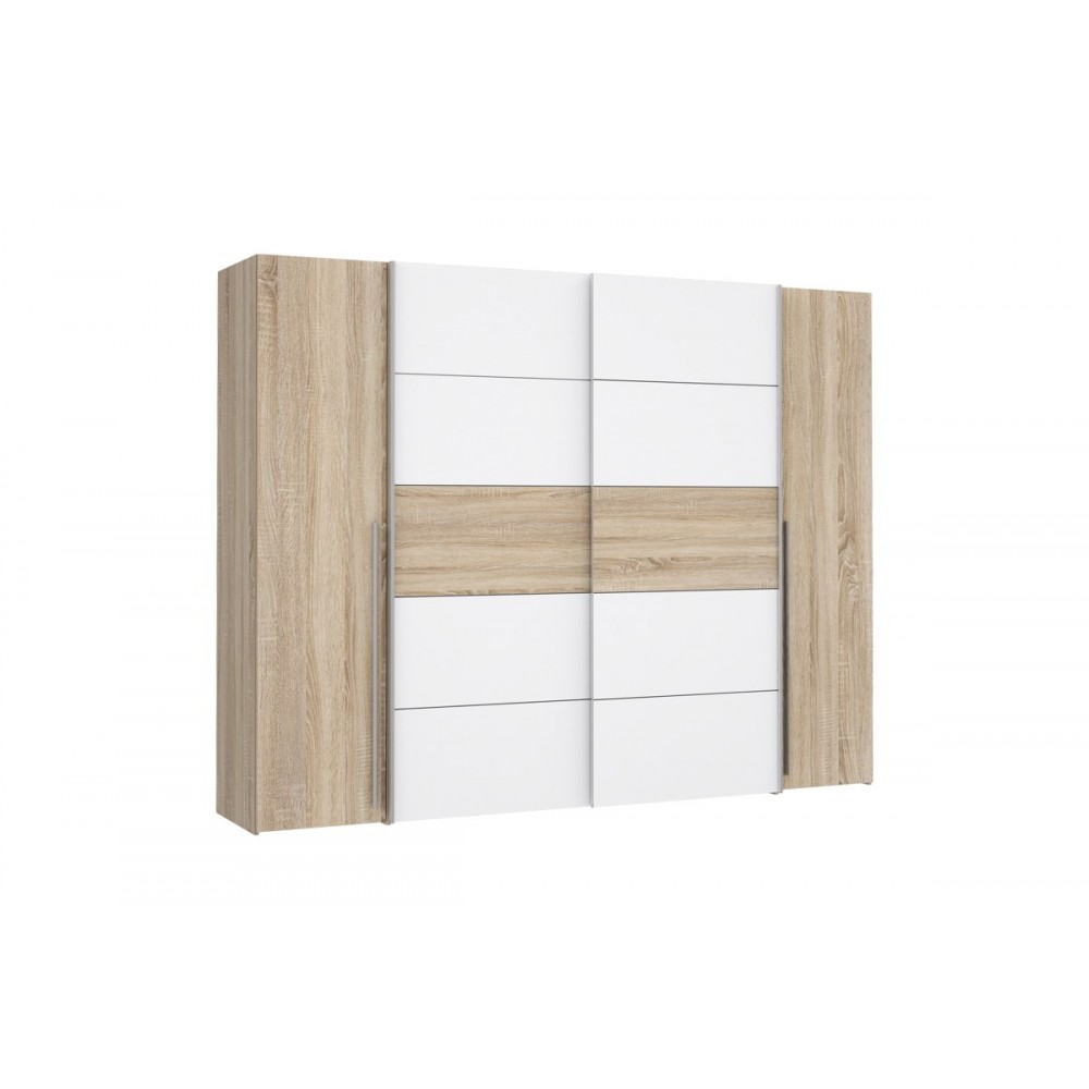 Ντουλάπα "VERZO" τετράφυλλη σε oak/λευκό χρώμα 270.5x61x210.5