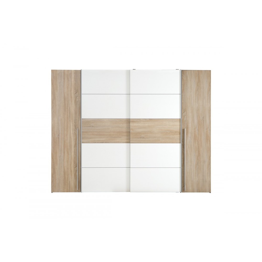 Ντουλάπα "VERZO" τετράφυλλη σε oak/λευκό χρώμα 270.5x61x210.5
