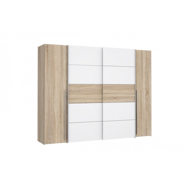 Ντουλάπα "VERZO" τετράφυλλη σε oak/λευκό χρώμα 270.5x61x210.5