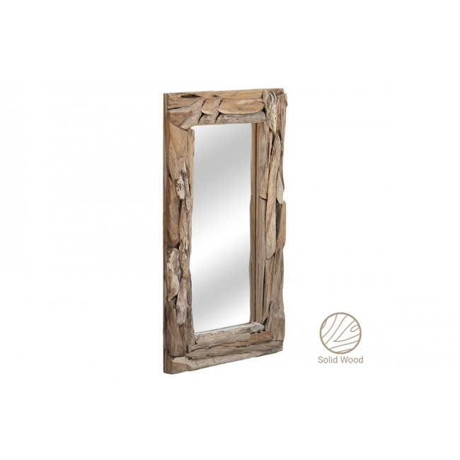 Καθρέπτης "ARELI" από μασίφ ξύλο σε φυσικό χρώμα 60x6x120