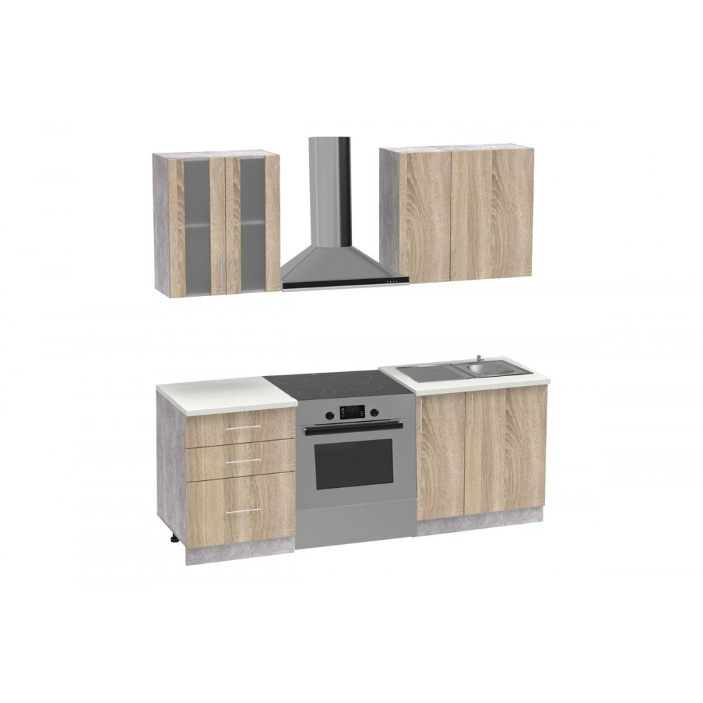 Σύνθεση κουζίνας "FESTA III" σε σονόμα χρώμα 140x60x85