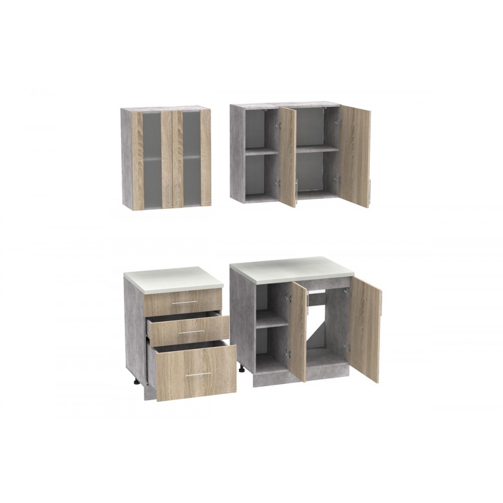 Σύνθεση κουζίνας "FESTA III" σε σονόμα χρώμα 140x60x85