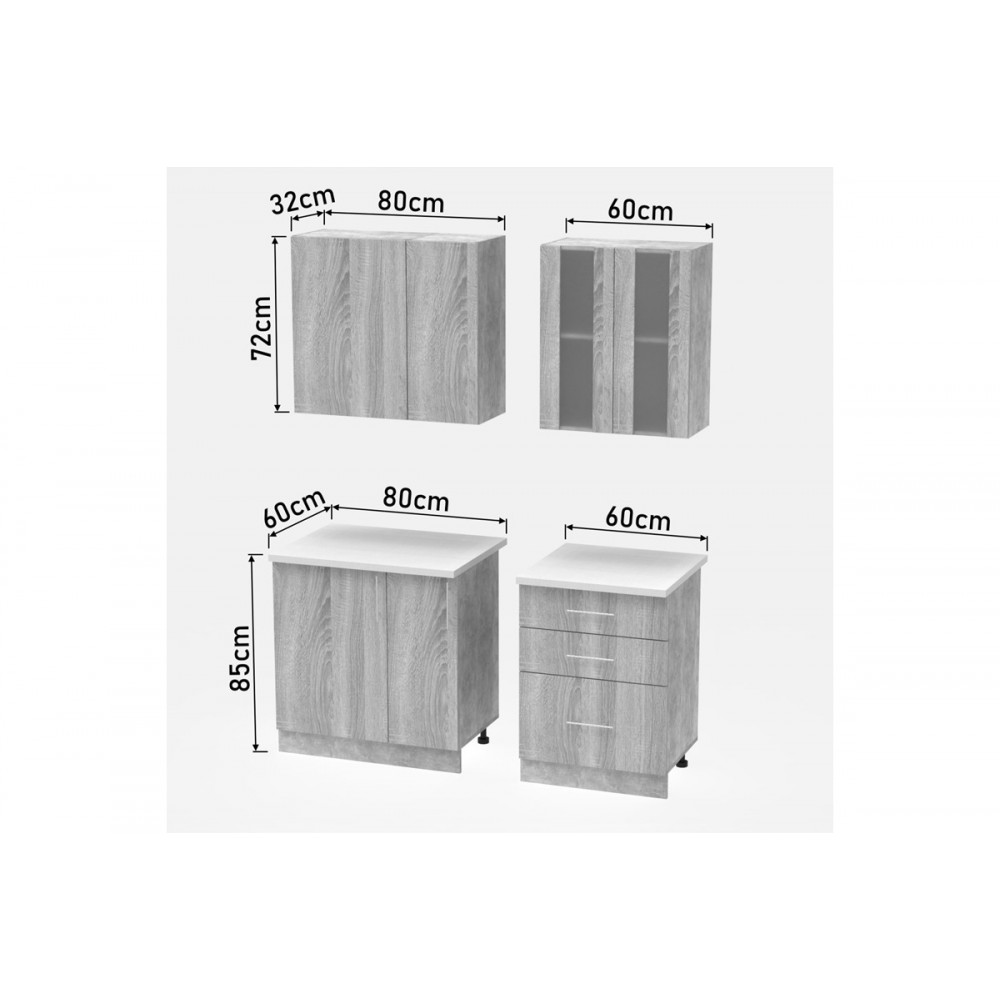 Σύνθεση κουζίνας "FESTA III" σε σονόμα χρώμα 140x60x85