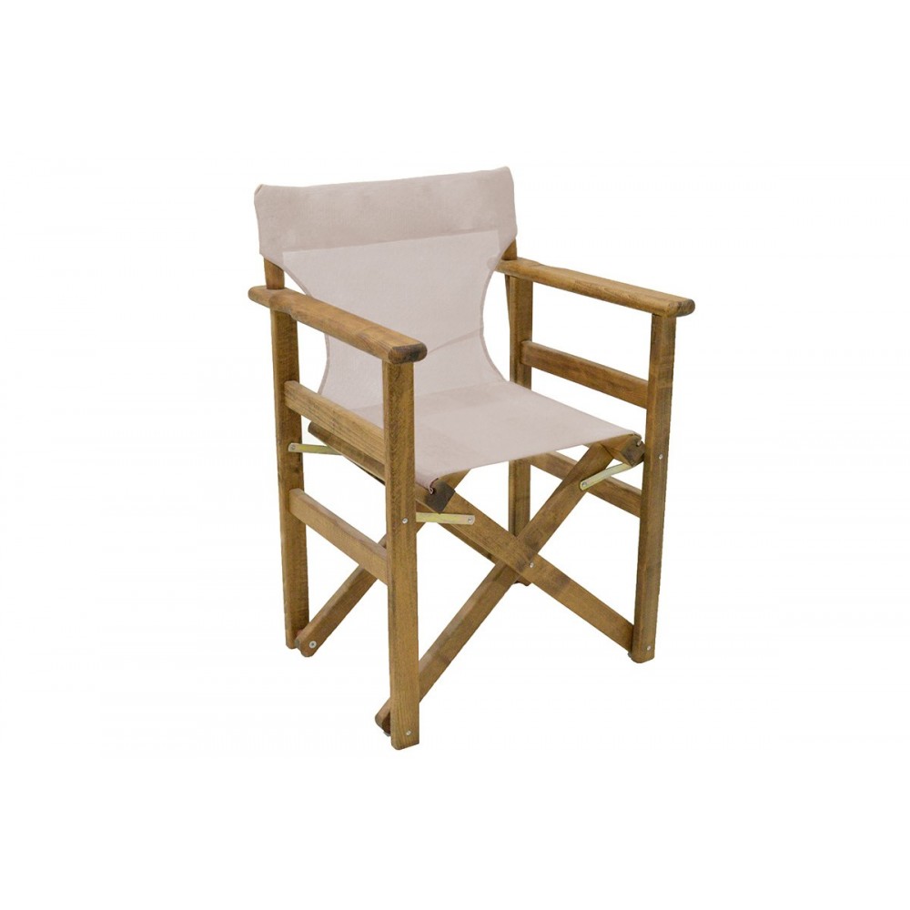 Σετ κήπου 5τμχ "RETTO" από ξύλο/πανί σε καρυδί/μπεζ χρώμα 80x60x72