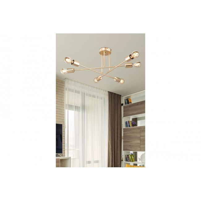 Φωτιστικό οροφής εξάφωτο "PWL-1122" από μέταλλο σε χρυσό χρώμα Φ61x25