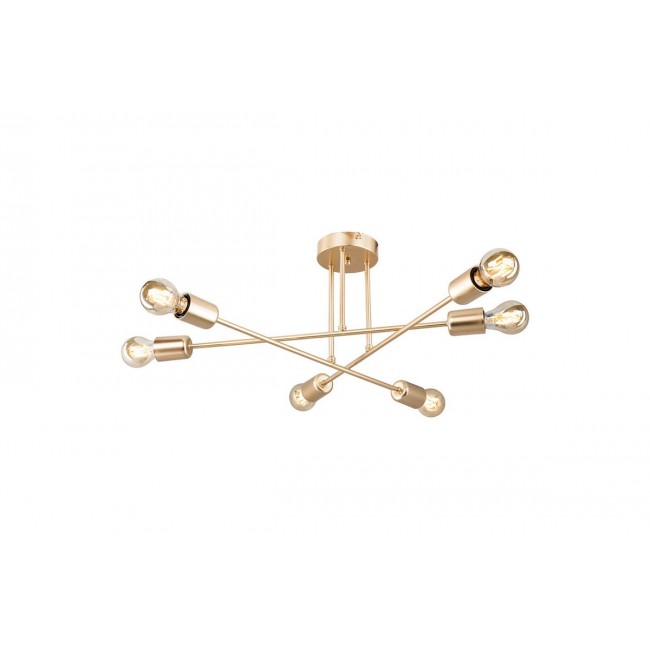 Φωτιστικό οροφής εξάφωτο "PWL-1122" από μέταλλο σε χρυσό χρώμα Φ61x25