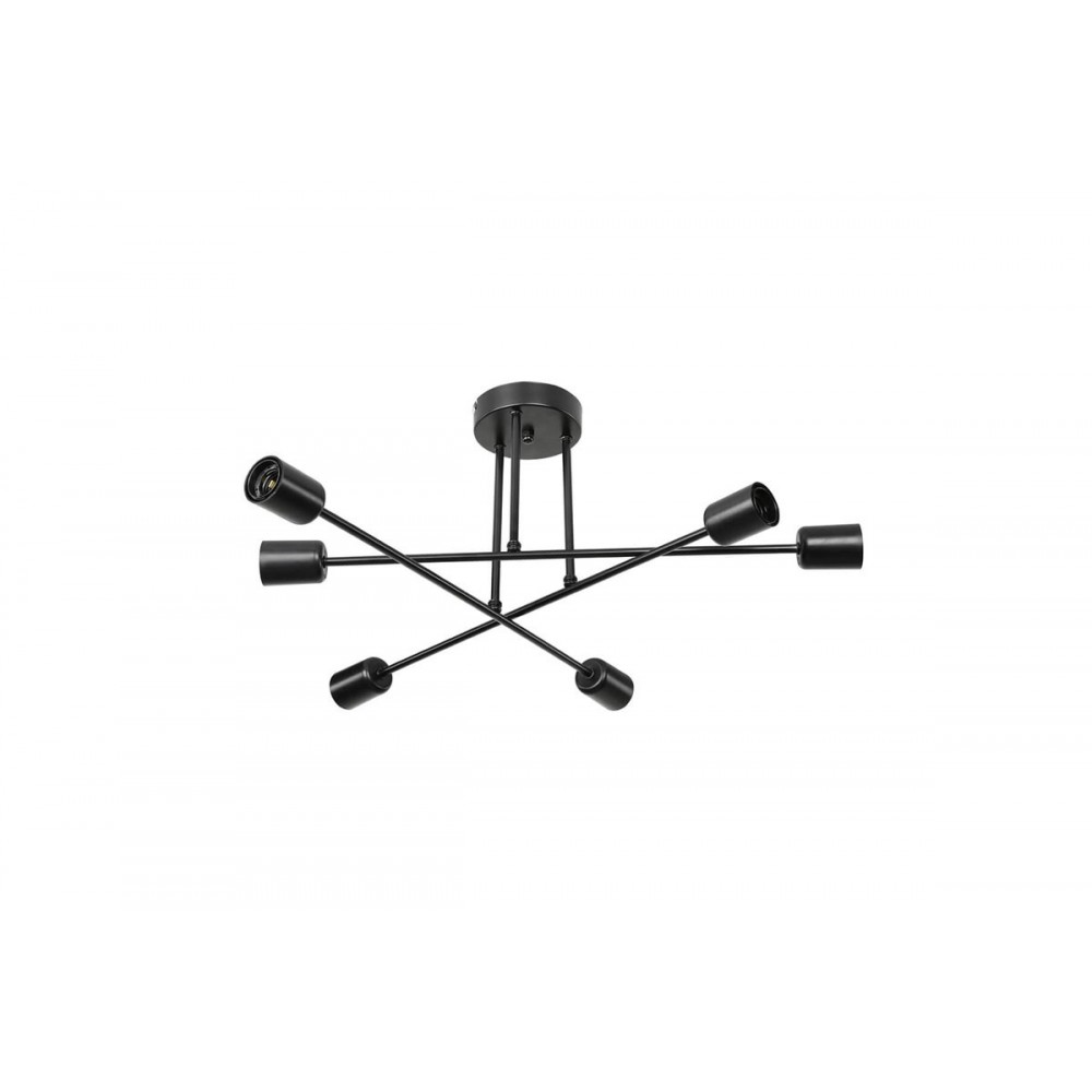Φωτιστικό οροφής εξάφωτο "PWL-1122" από μέταλλο σε μαύρο χρώμα Φ61x25