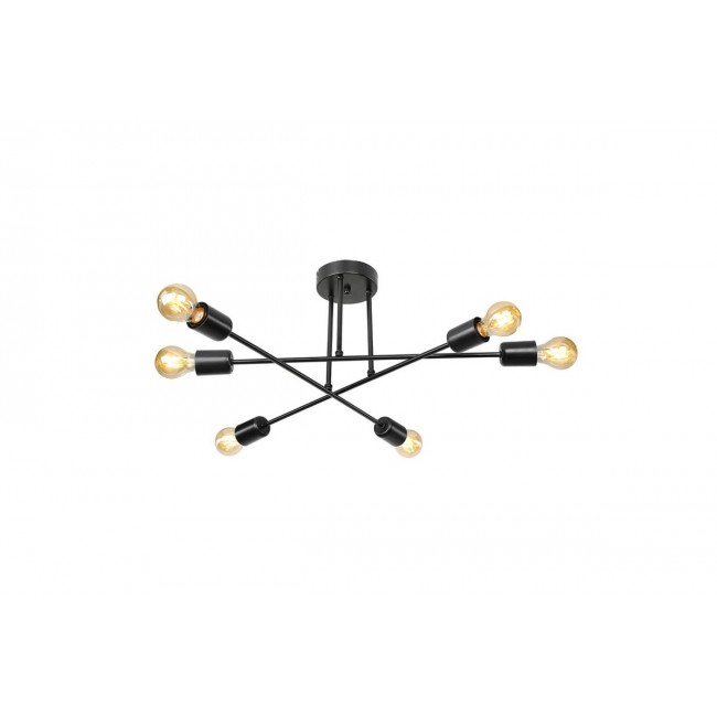 Φωτιστικό οροφής εξάφωτο "PWL-1122" από μέταλλο σε μαύρο χρώμα Φ61x25