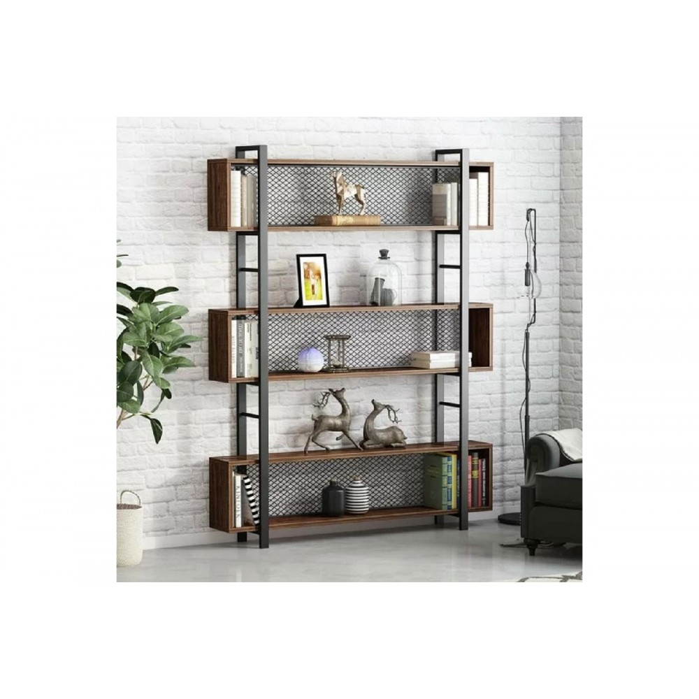 Βιβλιοθήκη "FIFER" σε καρυδί/μαύρο χρώμα 120x27x185