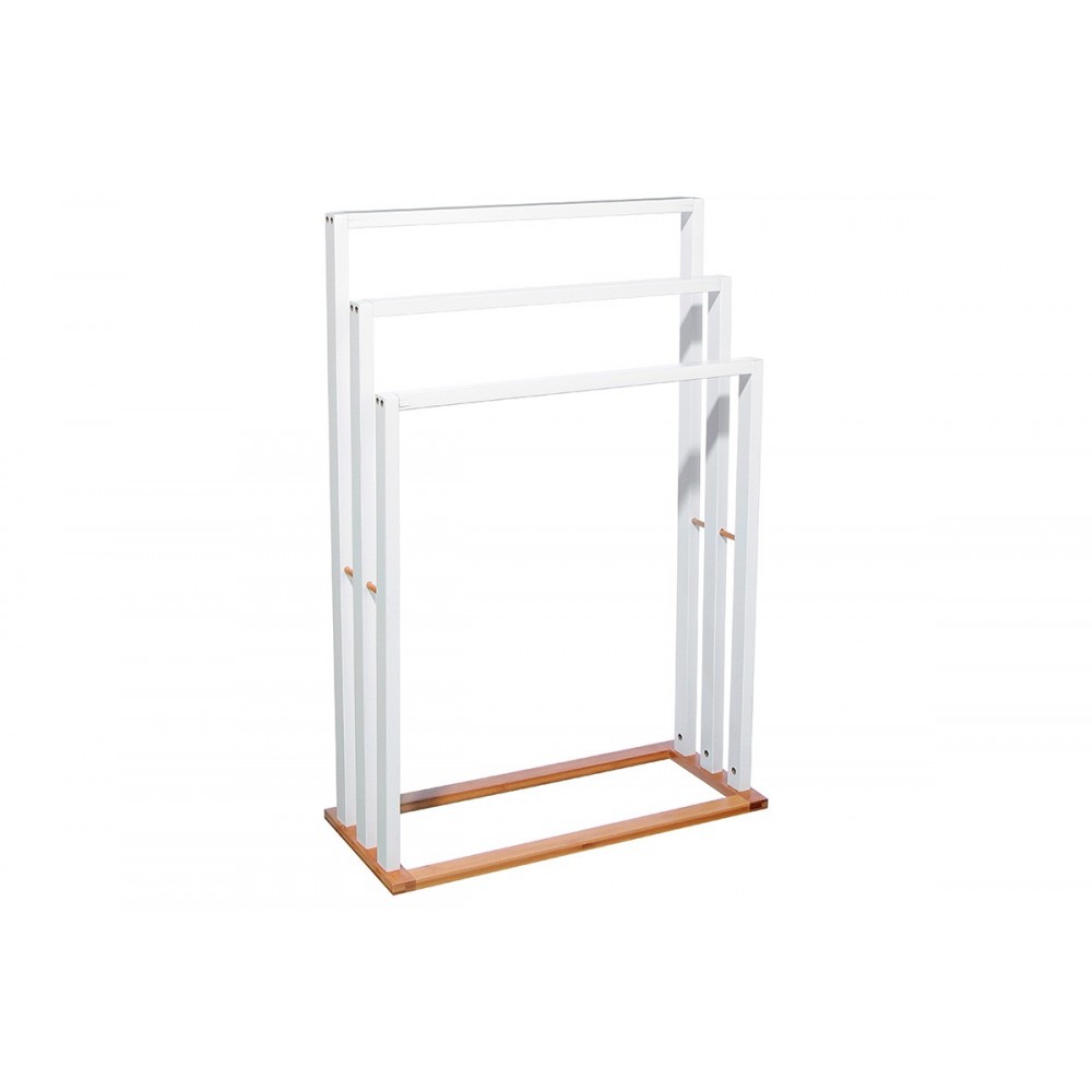 Κρεμάστρα επιδαπέδια "TOWER" από mdf/μπαμπού σε λευκό/φυσικό χρώμα 55x24x82