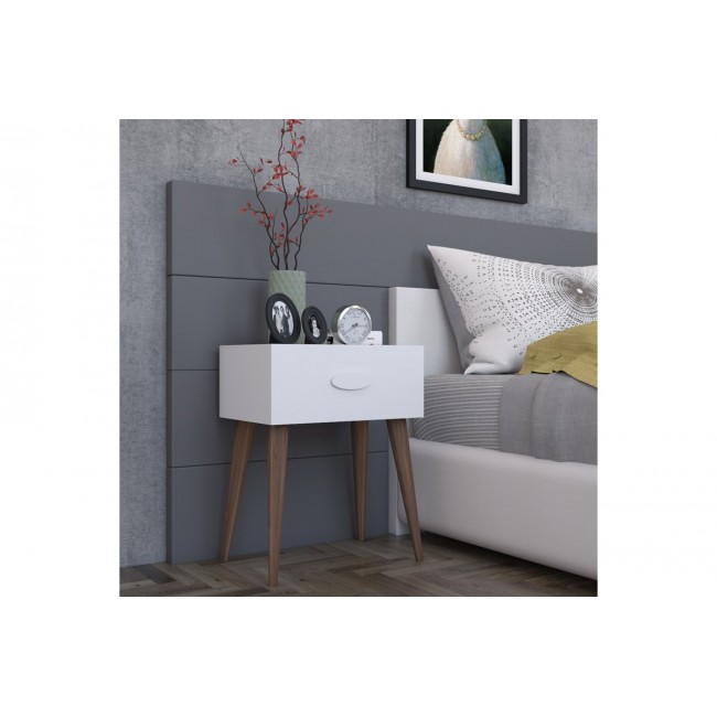 Κομοδίνο "LABER" σε λευκό/καφέ χρώμα 45x30x57.5