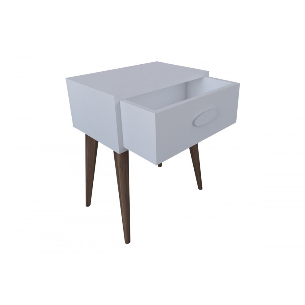 Κομοδίνο "LABER" σε λευκό/καφέ χρώμα 45x30x57.5