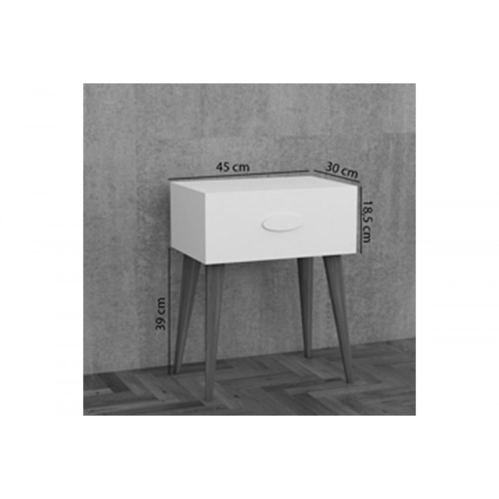 Κομοδίνο "LABER" σε λευκό/καφέ χρώμα 45x30x57.5