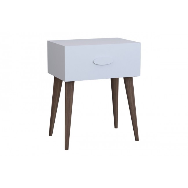 Κομοδίνο "LABER" σε λευκό/καφέ χρώμα 45x30x57.5