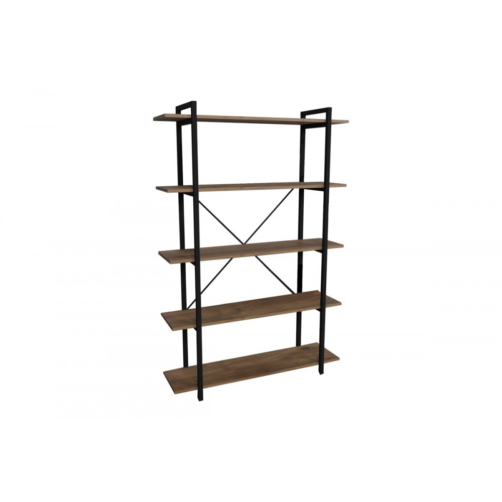 Βιβλιοθήκη "RESON" σε oak/μαύρο χρώμα 120x34x180