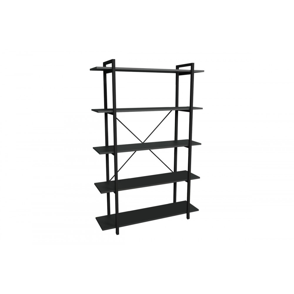 Βιβλιοθήκη "RESON" σε ανθρακί/μαύρο χρώμα 120x34x180