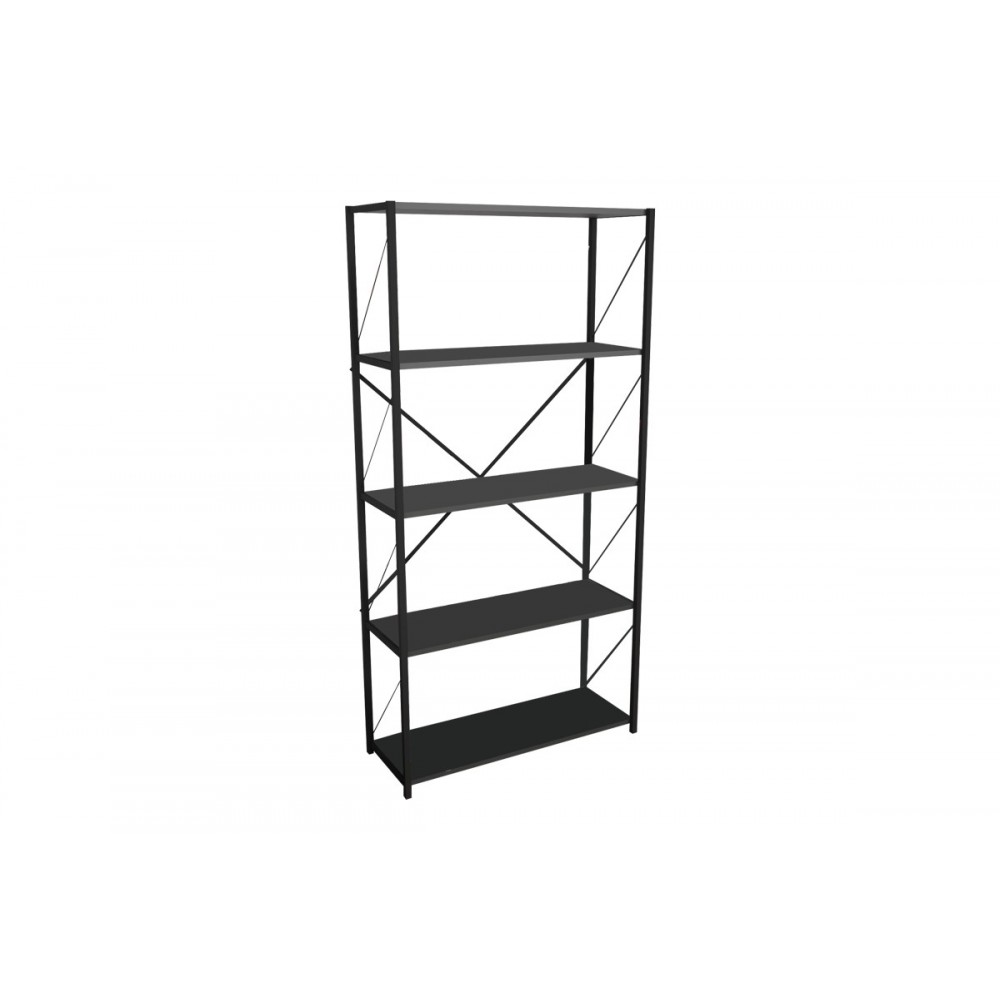 Βιβλιοθήκη "TIKILMO" σε ανθρακί/μαύρο χρώμα 88x34x180