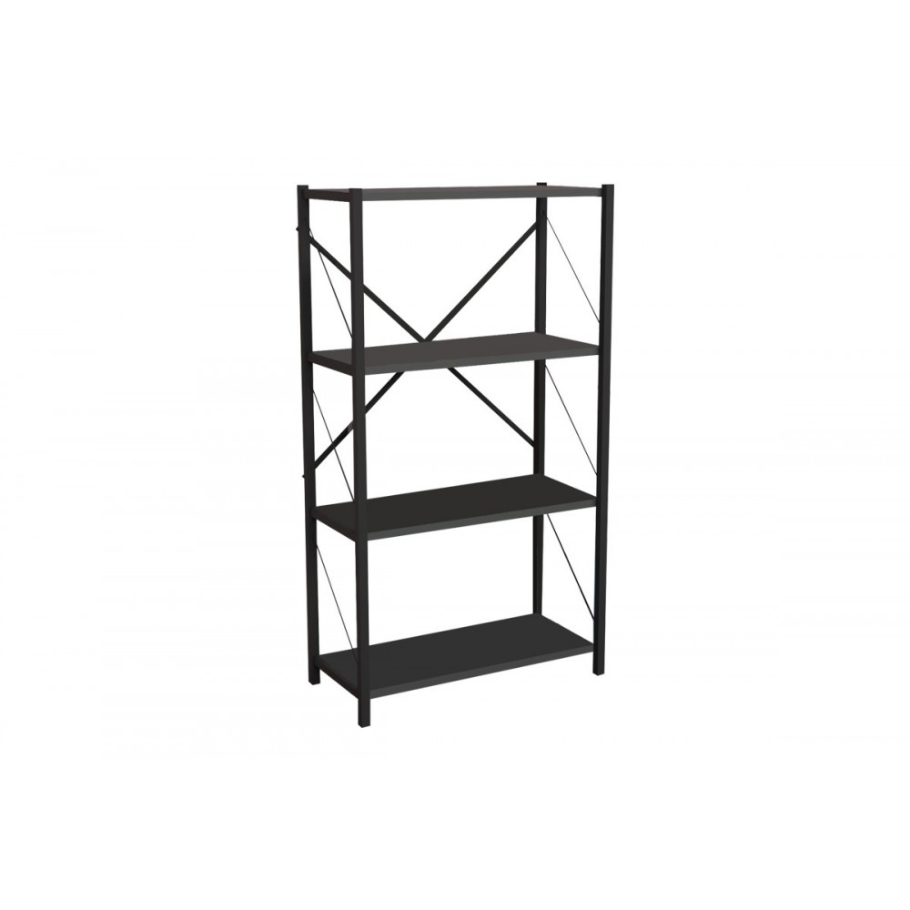 Βιβλιοθήκη "JACKREY" σε ανθρακί/μαύρο χρώμα 60x30x114