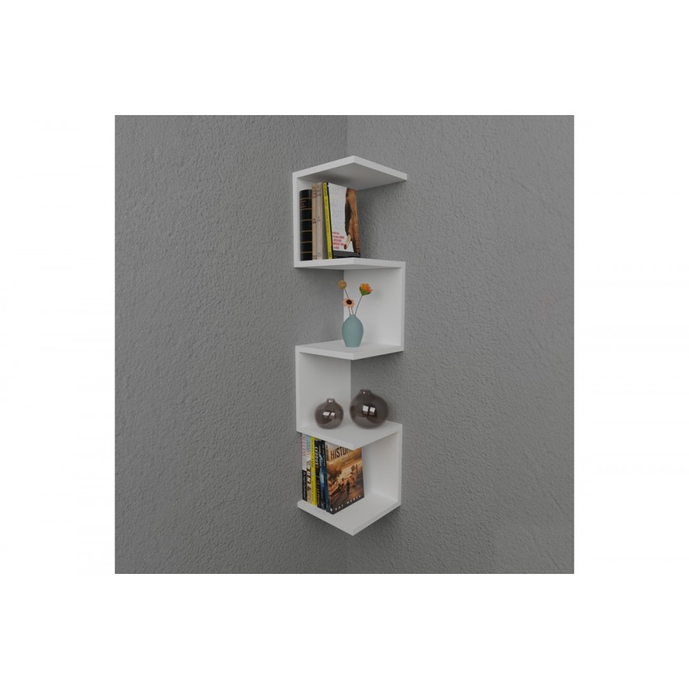 Ραφιέρα τοίχου "ZIGZAG" σε λευκό χρώμα 25x25x109