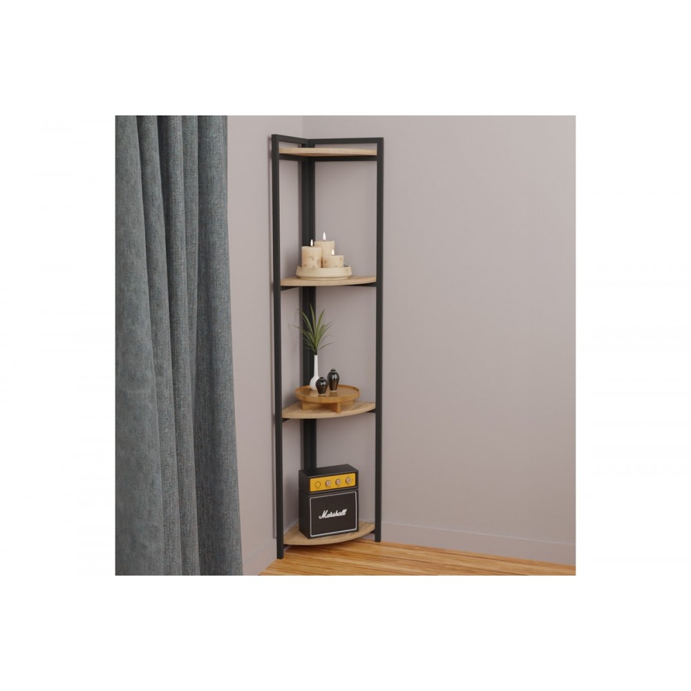 Επιδαπέδια γωνιακή ραφιέρα "BYRK" σε oak/μαύρο χρώμα 30x30x160