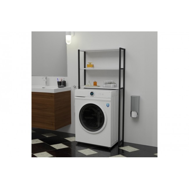 Έπιπλο πλυντηρίου "BOTHY" σε λευκό/μαύρο χρώμα 70x21x150