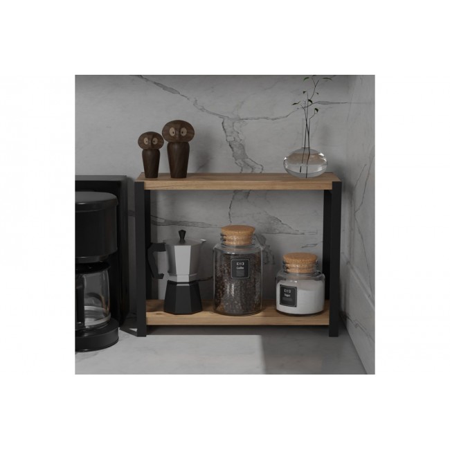 Επιτραπέζια ραφιέρα "LERF" σε oak/μαύρο χρώμα 45x17x35