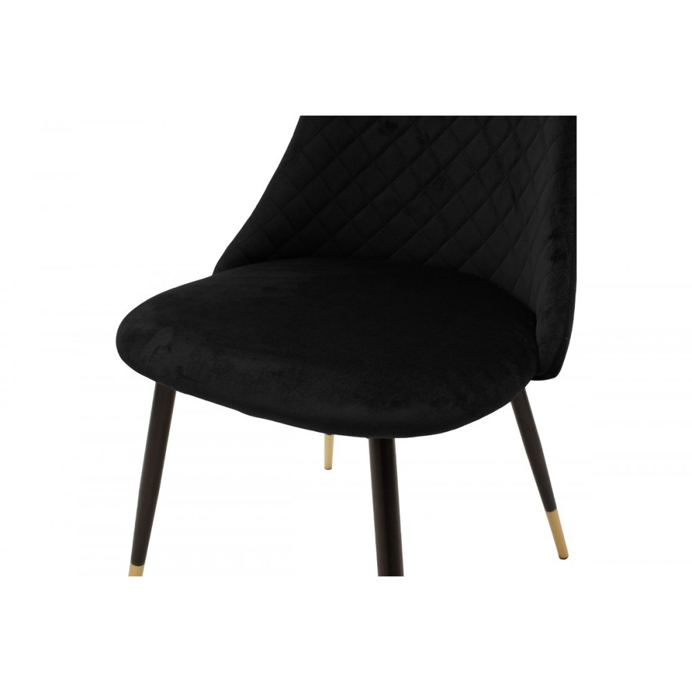 Καρέκλα "GISELLE" από βελούδο σε μαύρο/χρυσό χρώμα 52x51x82