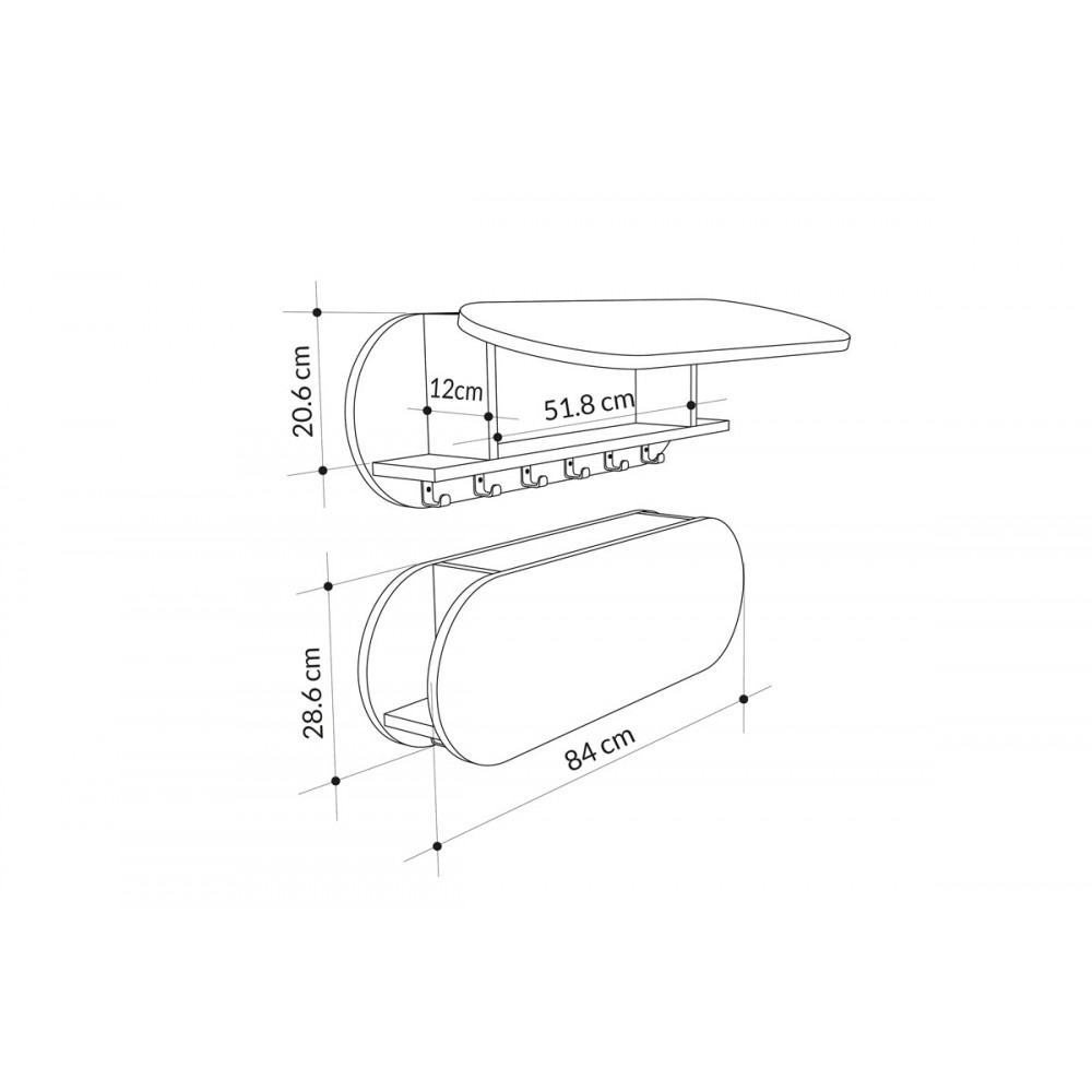 Κρεμάστρα τοίχου "KROMA" σε γκρι χρώμα 84x15.5x28.5