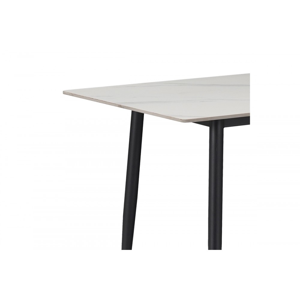 Τραπέζι "GUSTAS" από sintered stone/μέταλλο σε λευκό μαρμάρου/μαύρο χρώμα 160x90x75