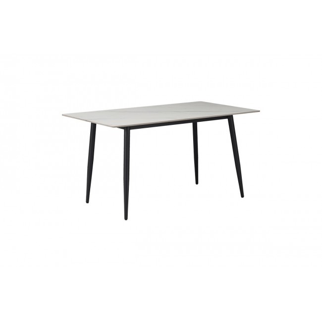 Τραπέζι "GUSTAS" από sintered stone/μέταλλο σε λευκό μαρμάρου/μαύρο χρώμα 160x90x75