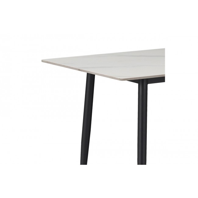 Τραπέζι "GUSTAS" από sintered stone/μέταλλο σε λευκό μαρμάρου/μαύρο χρώμα 120x60x75