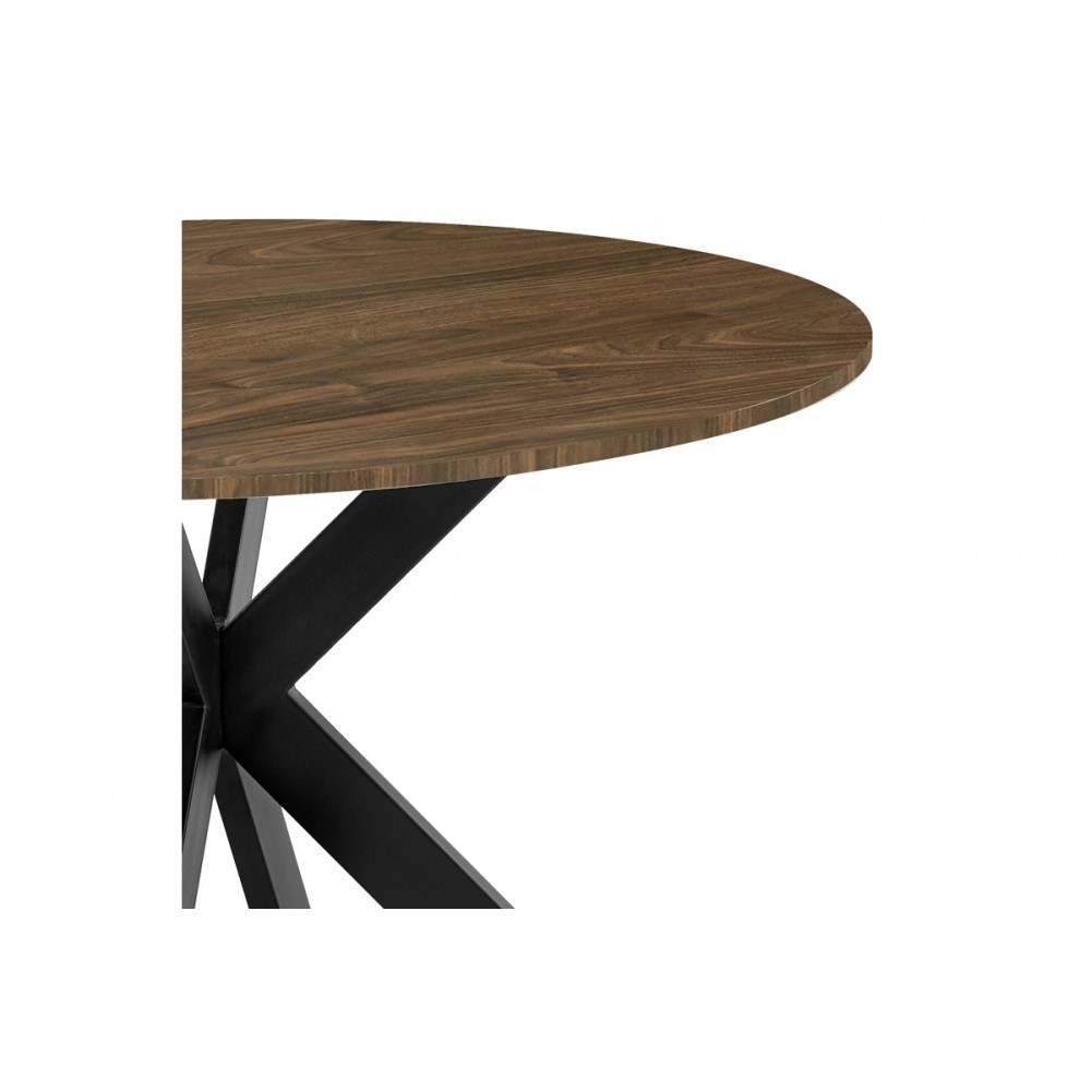 Τραπέζι "JESTON" από mdf/μέταλλο σε καρυδί/μαύρο χρώμα Φ120x75