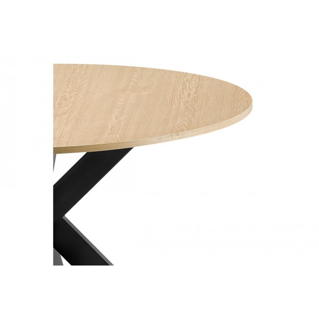 Τραπέζι "JESTON" από mdf/μέταλλο σε σονόμα/μαύρο χρώμα Φ120x75