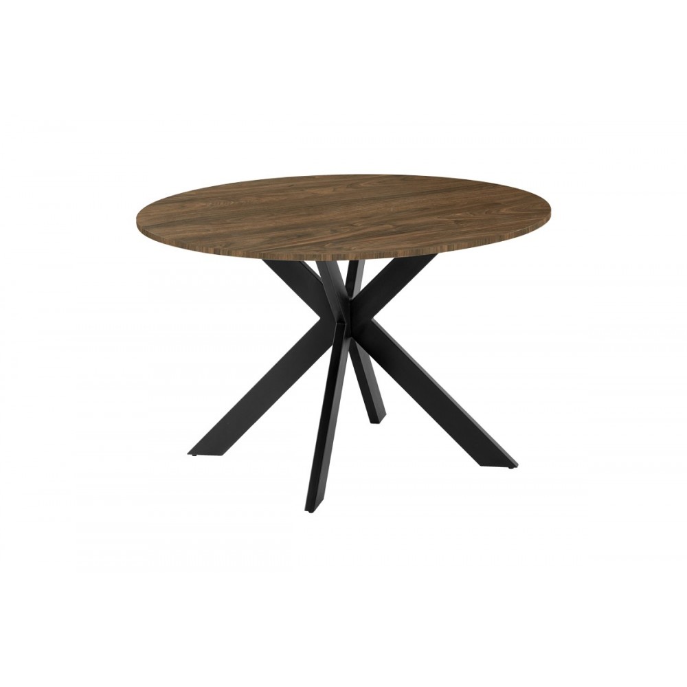 Τραπέζι "JESTON" από mdf/μέταλλο σε καρυδί/μαύρο χρώμα Φ120x75