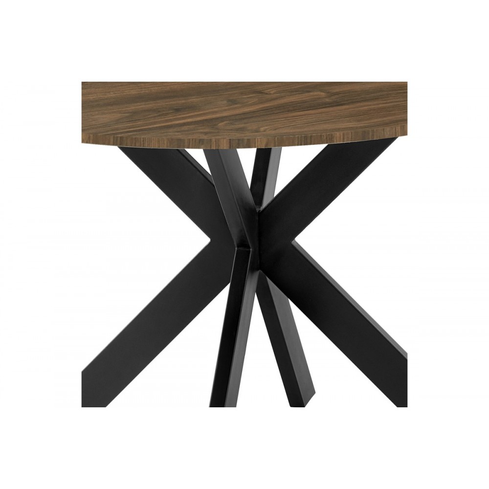 Τραπέζι "JESTON" από mdf/μέταλλο σε καρυδί/μαύρο χρώμα Φ120x75