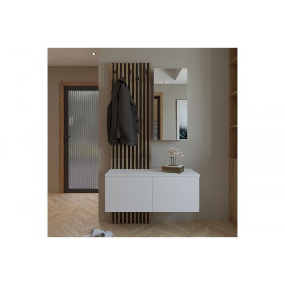 Έπιπλο εισόδου "ARIKA" σε λευκό/σονόμα χρώμα 100x37x199.5