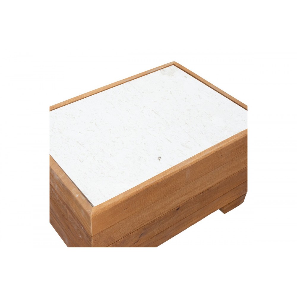 Τραπέζι "OTIS" από ξύλο/μάρμαρο σε καρυδί/λευκό χρώμα 60x42x35