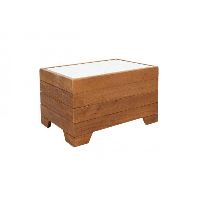 Τραπέζι "OTIS" από ξύλο/μάρμαρο σε καρυδί/λευκό χρώμα 60x42x35